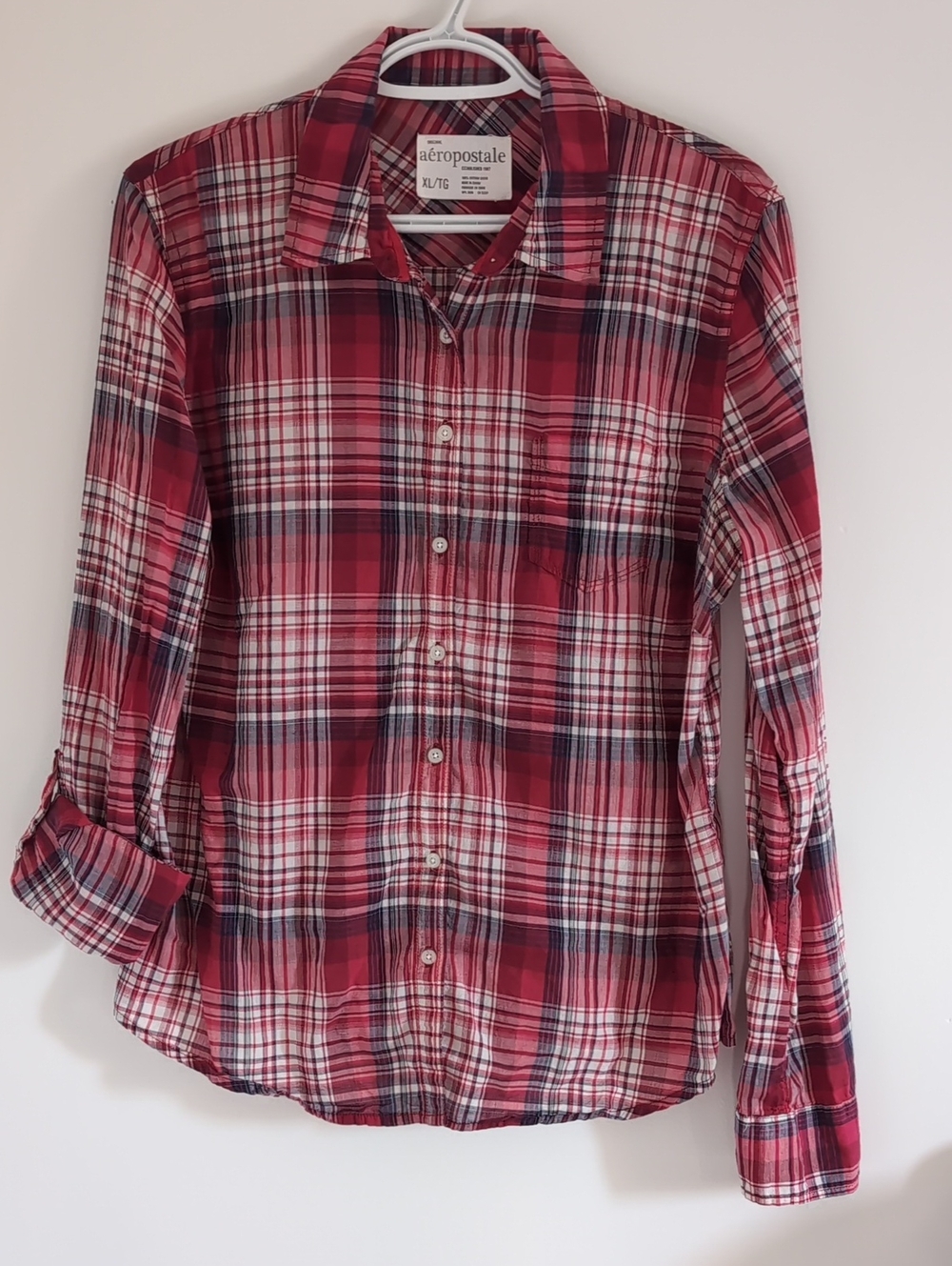 Aeropostale Red Plaid Button-Down Shirt